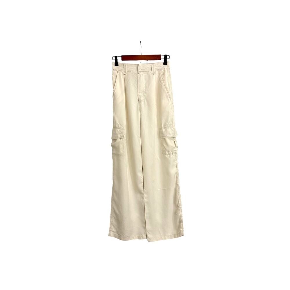NWOT Hunten & Brown Cream Wide Leg Flowy Loose Cargo Utility Pants Small